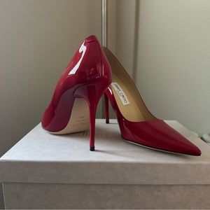 NWT JIMMY CHOO - ABEL PATENT LEATHER POINTY TOE PUMPS - RED